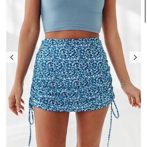 Blue Floral Swim Skirt